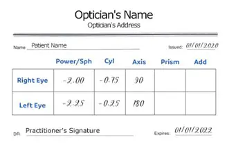 glasses prescription