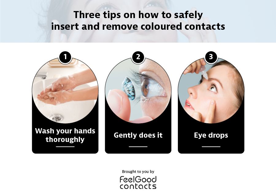 insert and remove coloured contacts