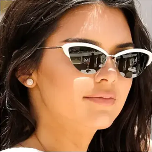 Kendall Jenner sporting cat eye sunglasses