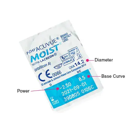 1 Day Acuvue Moist Parameters