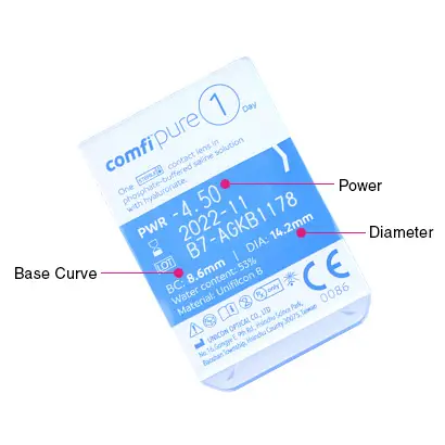 comfi Pure 1 Day (5 Pack) Parameters
