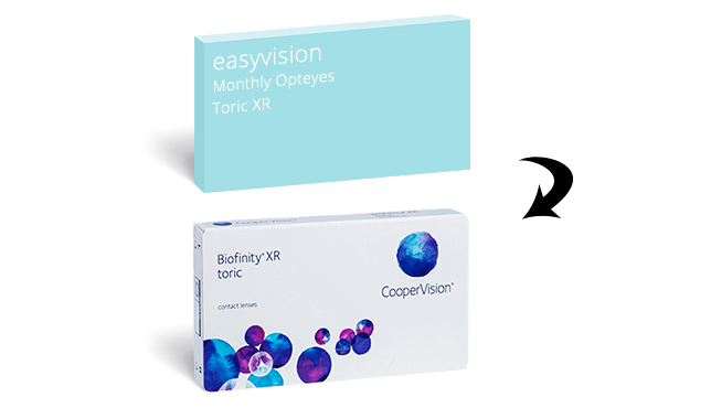 Biofinity XR Toric is an equivalent of easyvision Monthly Opteyes Toric XR lenses