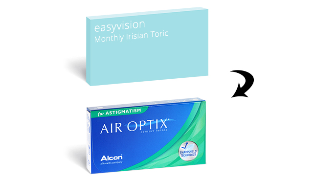 Air Optix For Astigmatism is an equivalent of easyvision Monthly Irisian Toric contact lenses