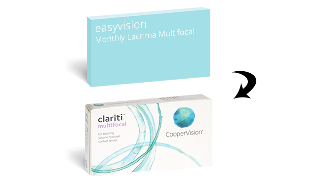 Clariti Multifocal is the exact same product as easyvision Monthly Lacrima Multifocal