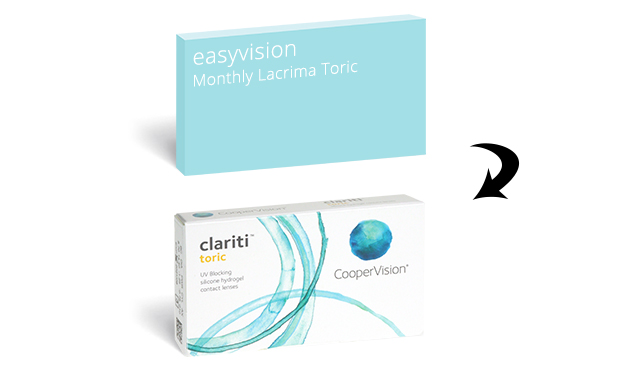 Clariti Toric is the exact same product as easyvision Monthly Lacrima Toric