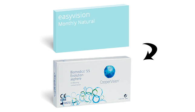 Biomedics 55 Evolution is equivalent to easyvision Monthly Natural lenses