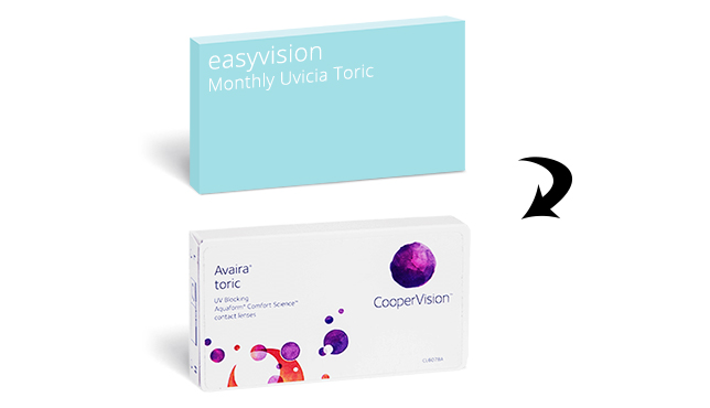 Avaira Toric are an equivalent of easyvision Monthly Uvicia Toric contact lenses