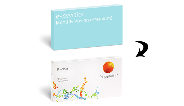Proclear is an equivalent of easyvision Monthly Vusion (Premium) lenses