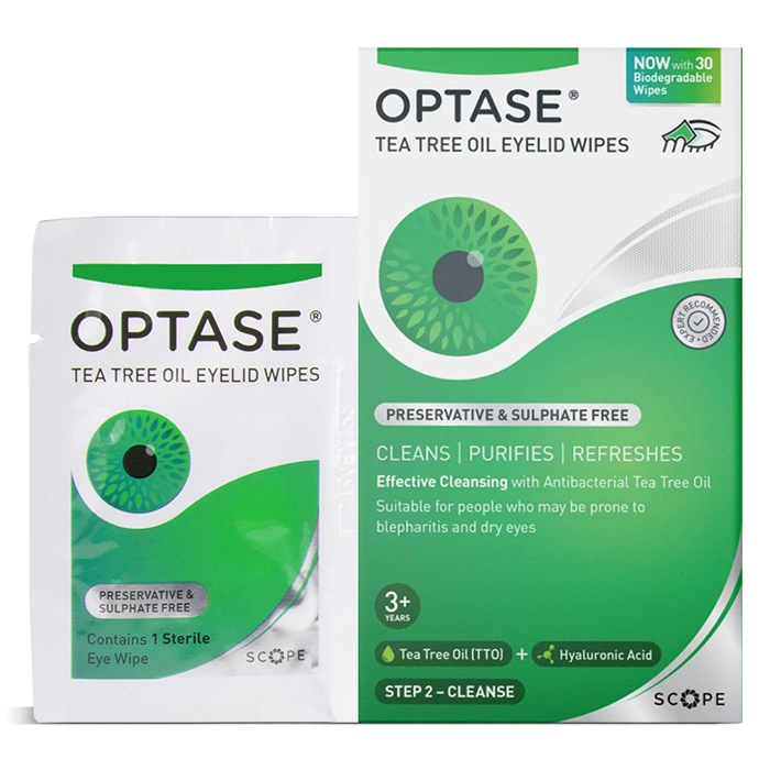 Optase Tea Tree Oil Eyelid Wipes 30 Pack Contact Lenses