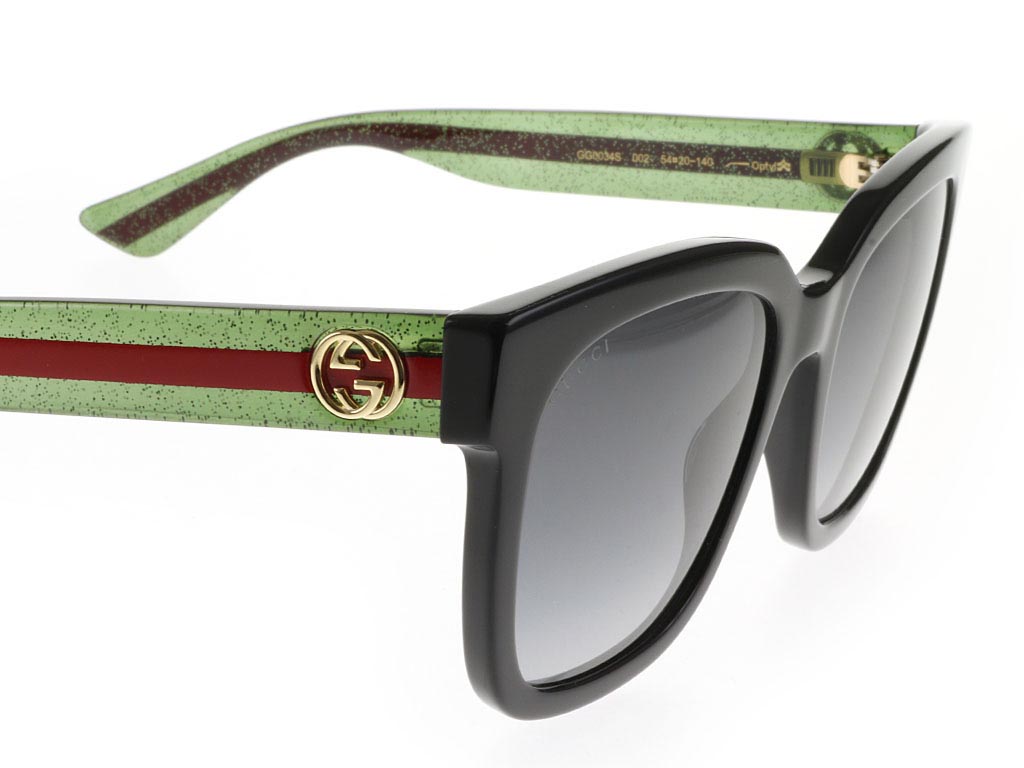 Gucci Gg0034s Black Green 002 Sunglasses Feel Good Contacts Uk